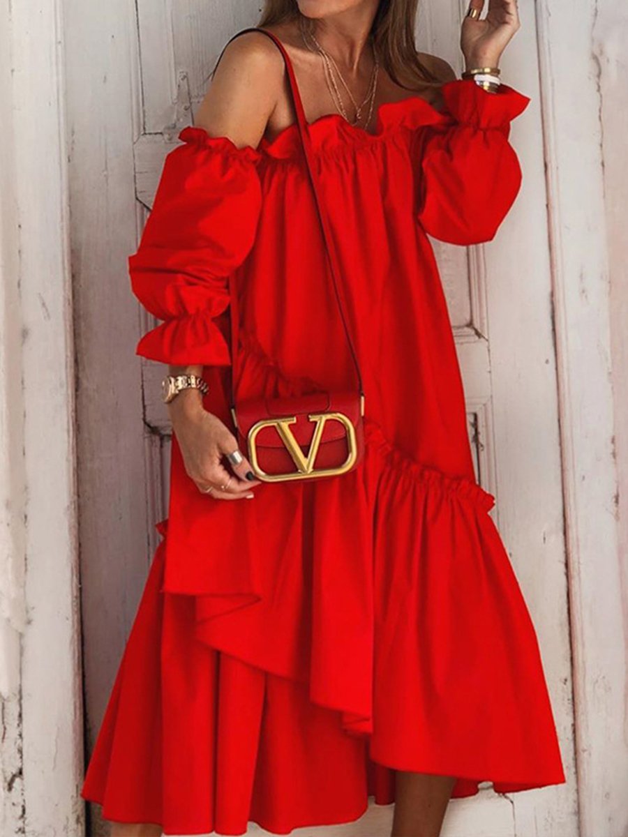 Irregular Off Shoulder Maxi Dress