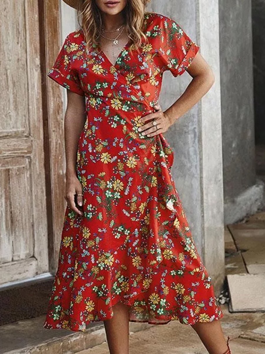 Fashion Casual Print Summer V-neck Dress