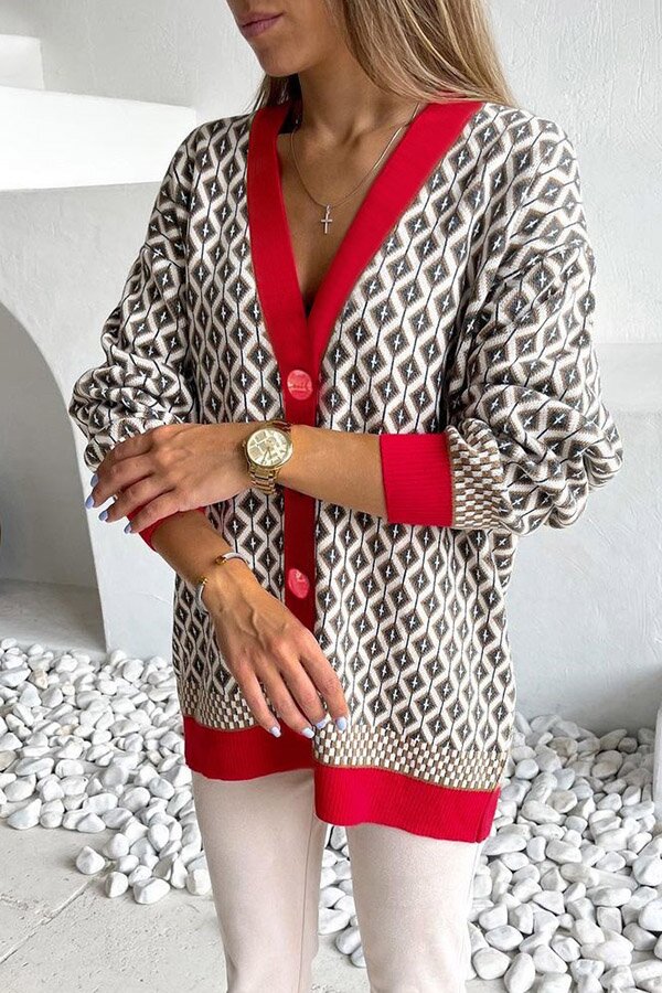Asymmetrical Cable Knit V-neck Button Down Cardigan
