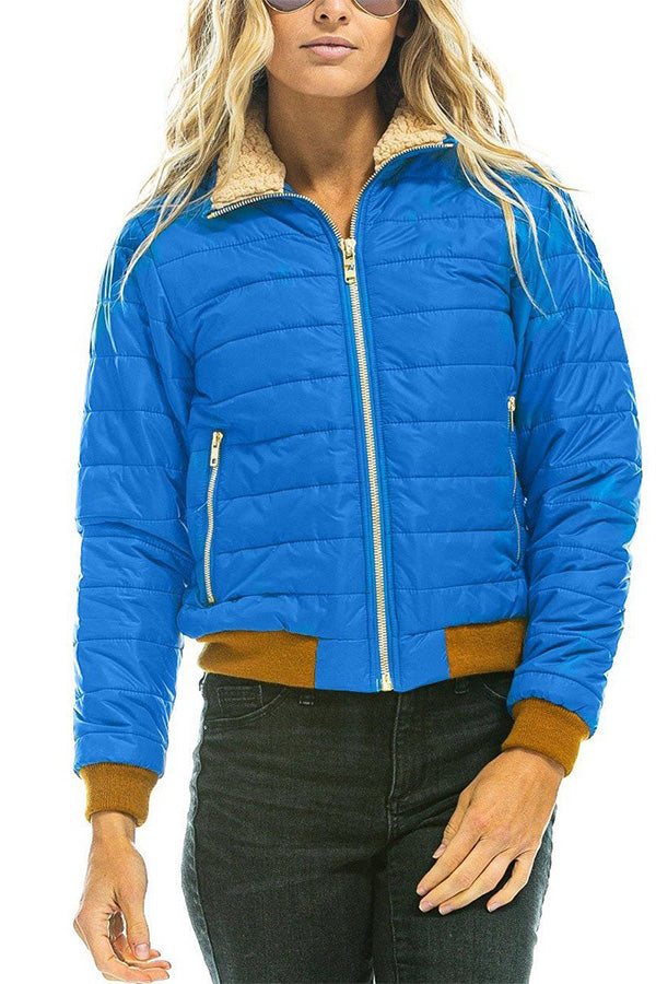 Rainbow Stripes Hit Color Fashionable Cotton Jacket