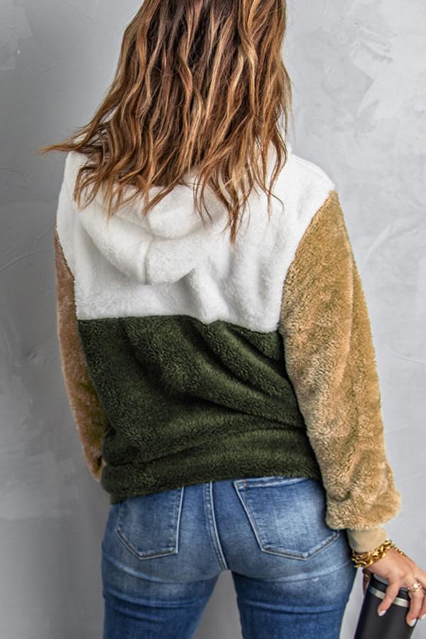 Dixie Colorblock Fluffy Faux Fur Hoodie