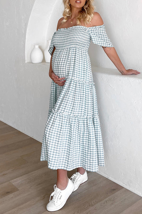 Mom Plaid High Waist Dress