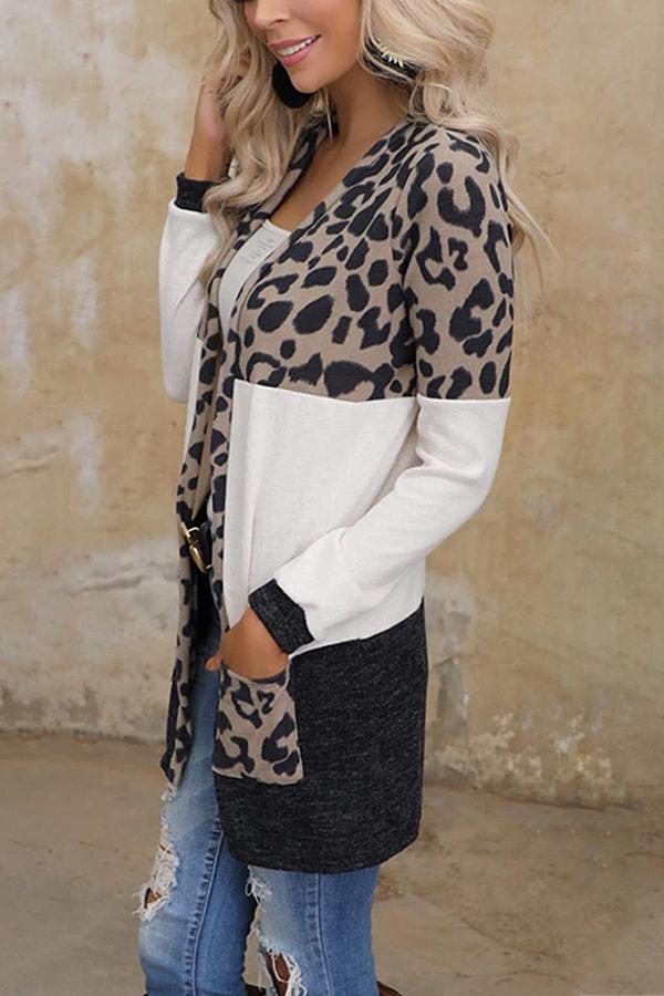 Colorblock Leopard Cardigan