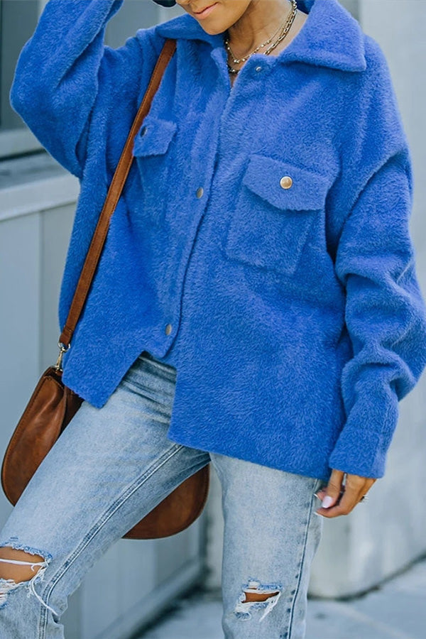 Solid Mink Flannel Single Breasted Jacket