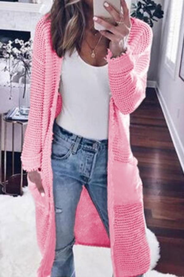 Solid Color Boho Long Sleeve Coat