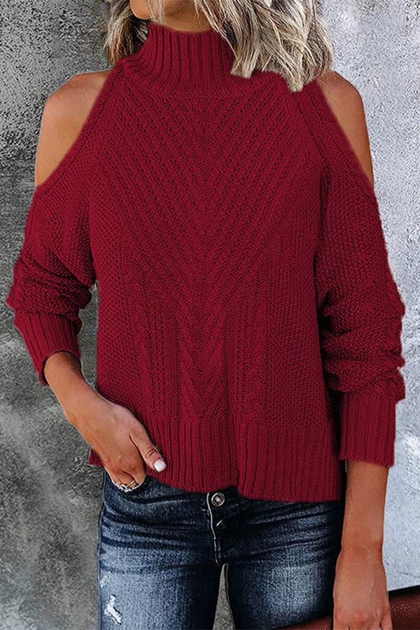 High-neck Off-the-shoulder Sweater