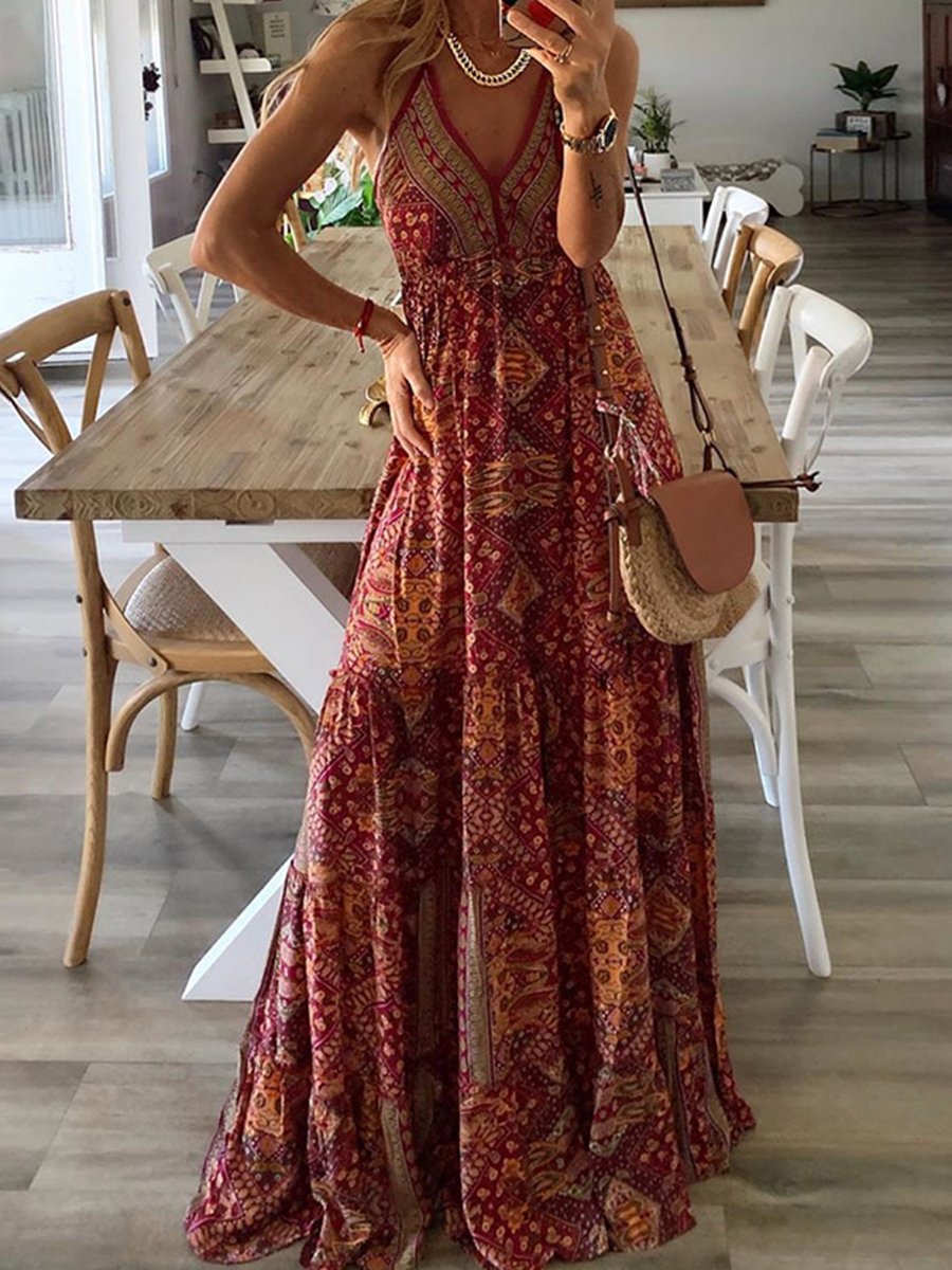 Bohemian holiday print dress