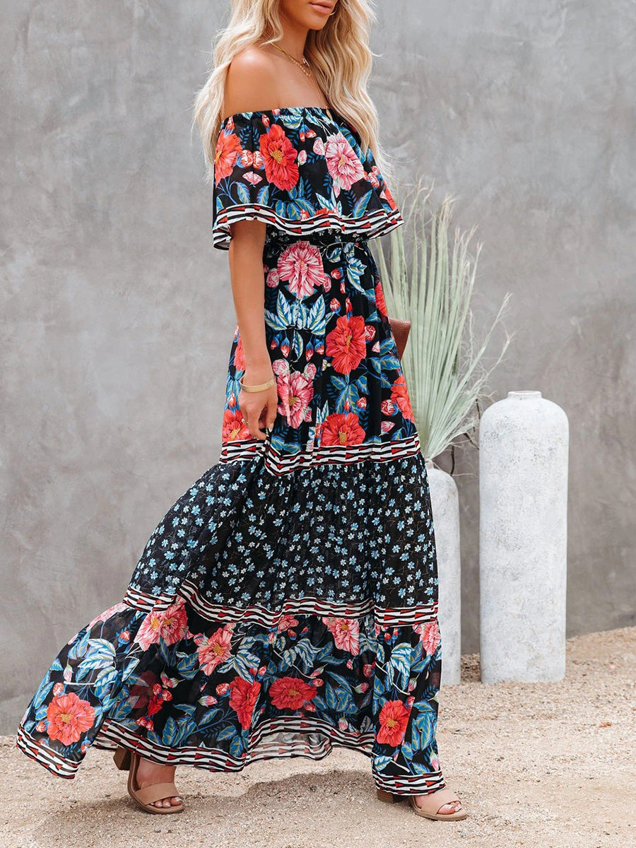 Printed long swing dress