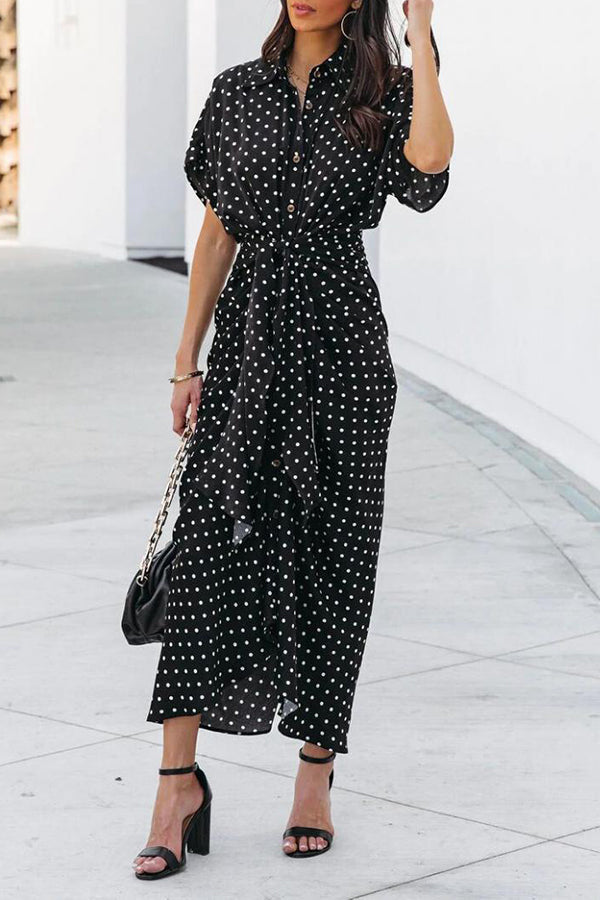 Polka Dot Sleeve Midi Dress