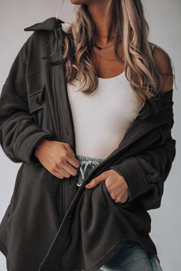 Solid Fleece Wool-Blend Oversize Coat