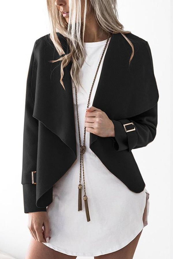 Irregular Solid Color Wool Jacket