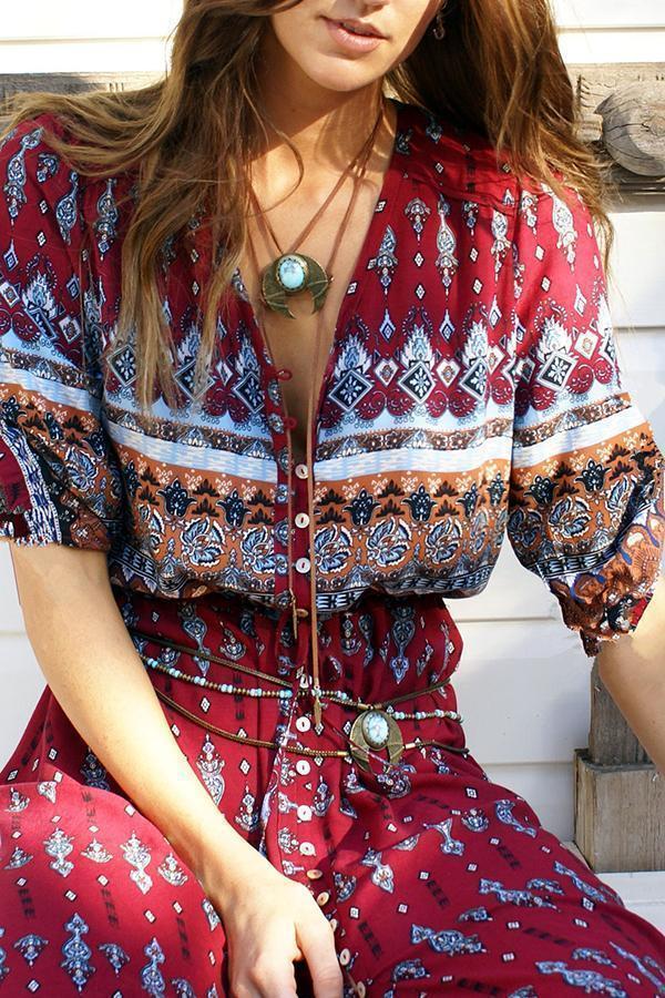 Holiday Ethnic Print Beach Dress