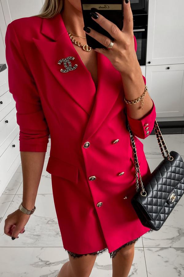 Lace Stitching Hem Blazer Dress