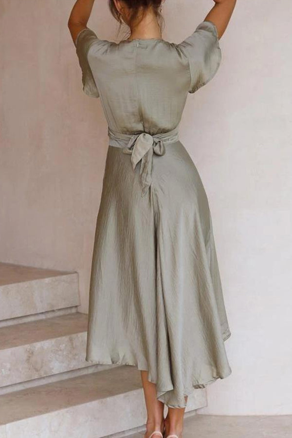 Sexy Women's Short Sleeve V-neck Irregular Dress Dress