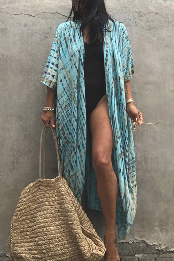 Long Tie-dye Beach Holiday Blouse