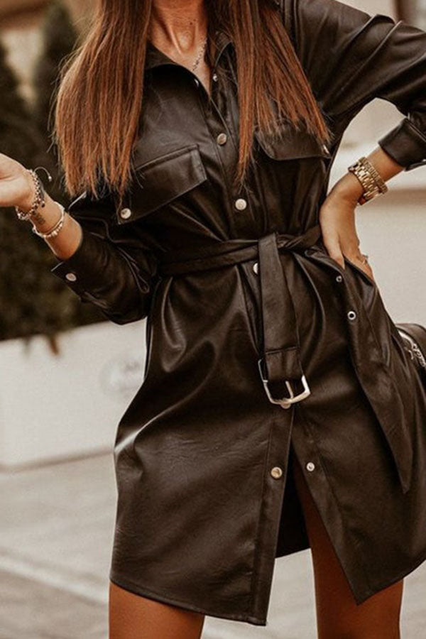 Solid Color Lace Up Chic Slim Dress