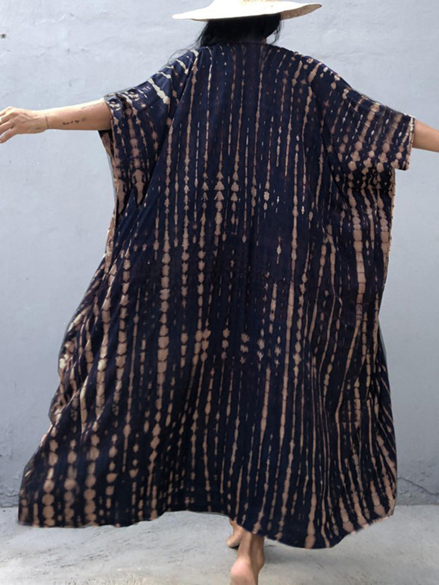 Long Tie-dye Beach Holiday Blouse