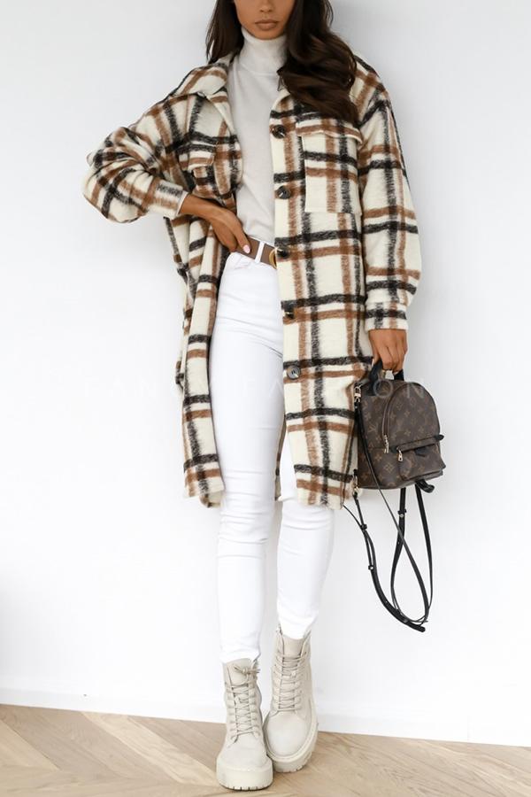 Plaid Woolen Coat
