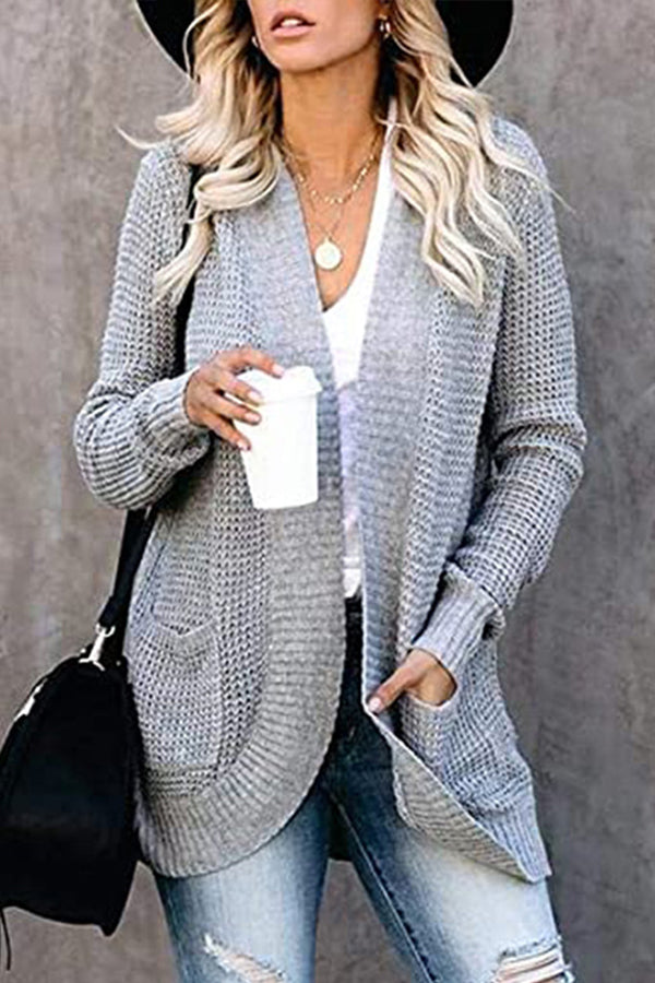 Loose Plain Knitted Cardigan