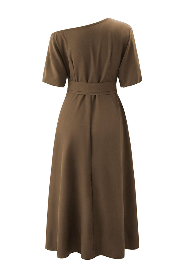Fashion Oblique Shoulder Strap Dress
