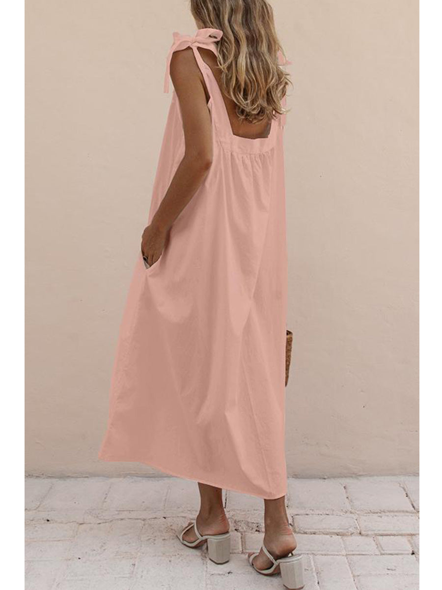 Ruffled feminine sexy backless lace-up dress