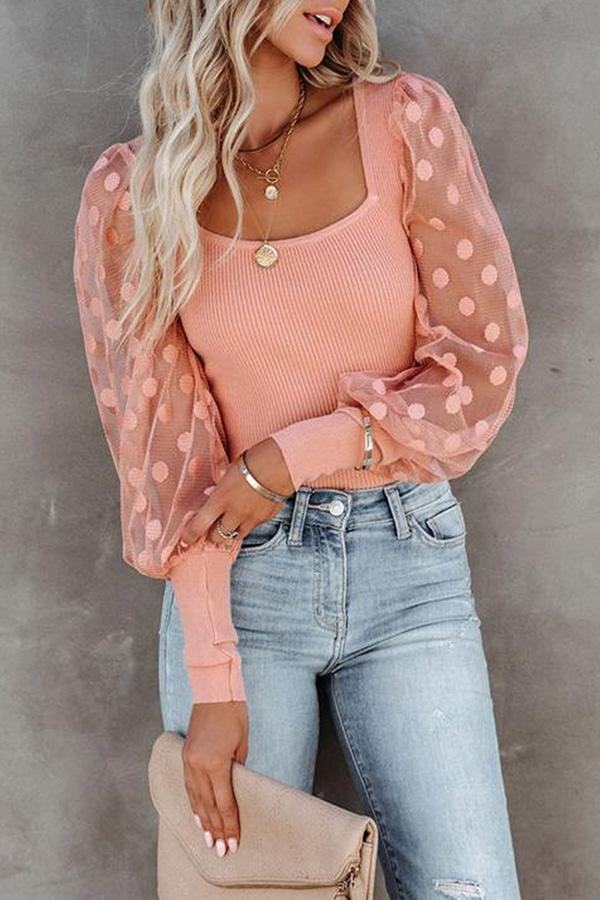 Dot Mesh Thread Stitching Bottoming Top