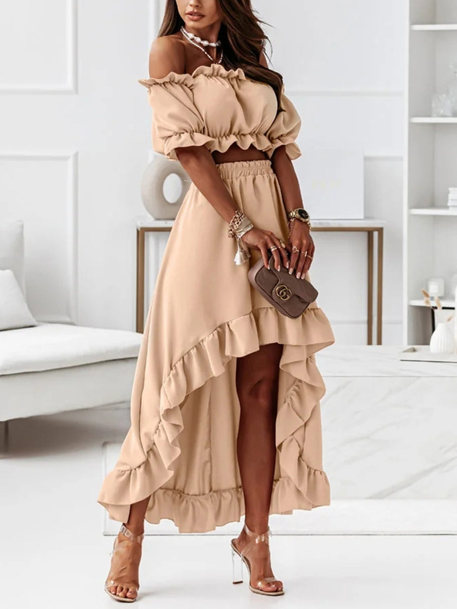 Solid Color Strapless Skirt Suit