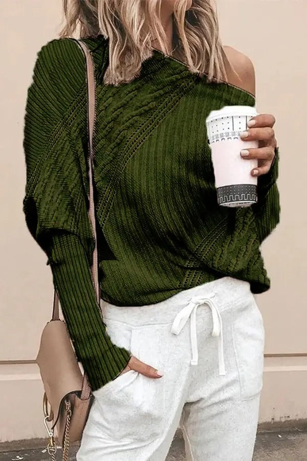Loose Off-shoulder Knitted Sweater
