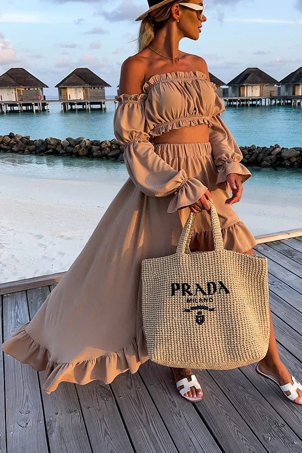 Touch My Soul Off Shoulder High Low Dress Suits