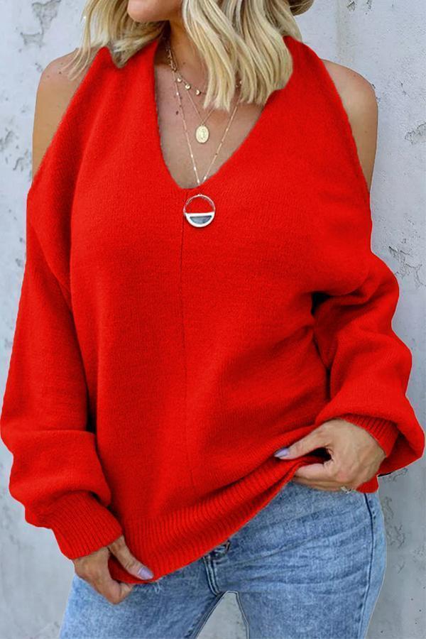 Off-the-shoulder Knitted Sweater