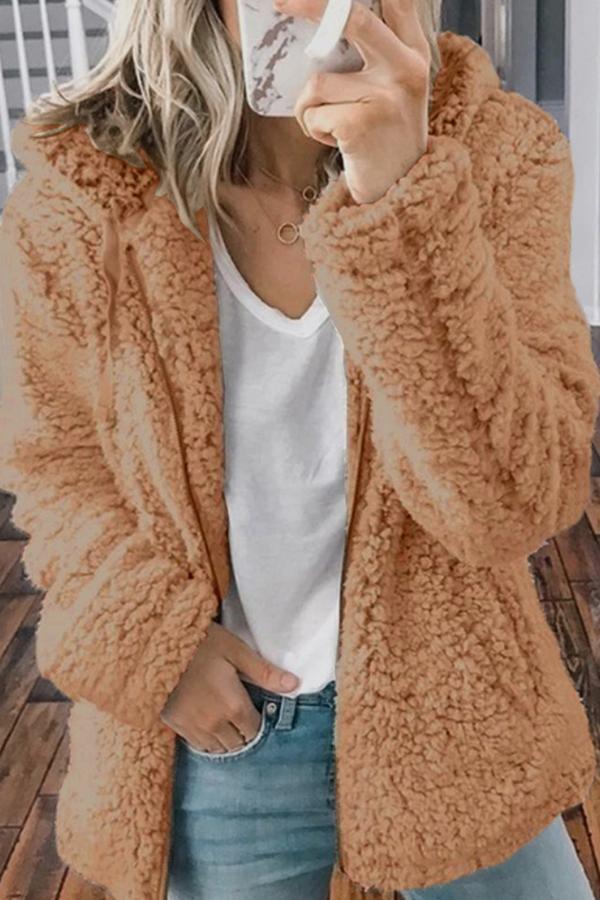 Fluffy Solid Color Baggy Coat