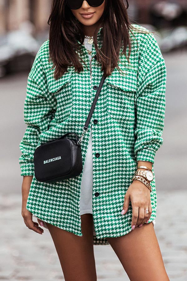 Houndstooth Shirt Jacket