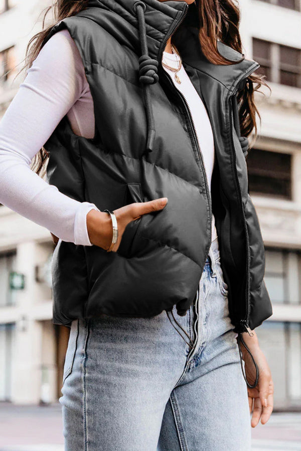 SHELTON POCKETED HOODED PUFFER DOWN VEST