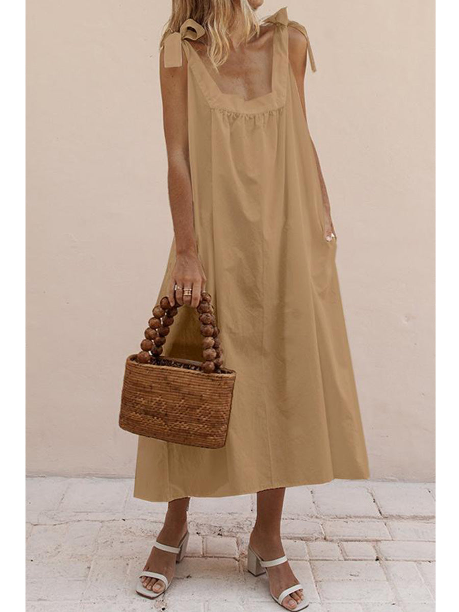 Ruffled feminine sexy backless lace-up dress