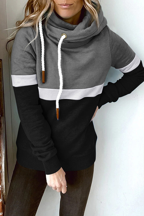 It's My Life Colorblock Turtleneck Hooded