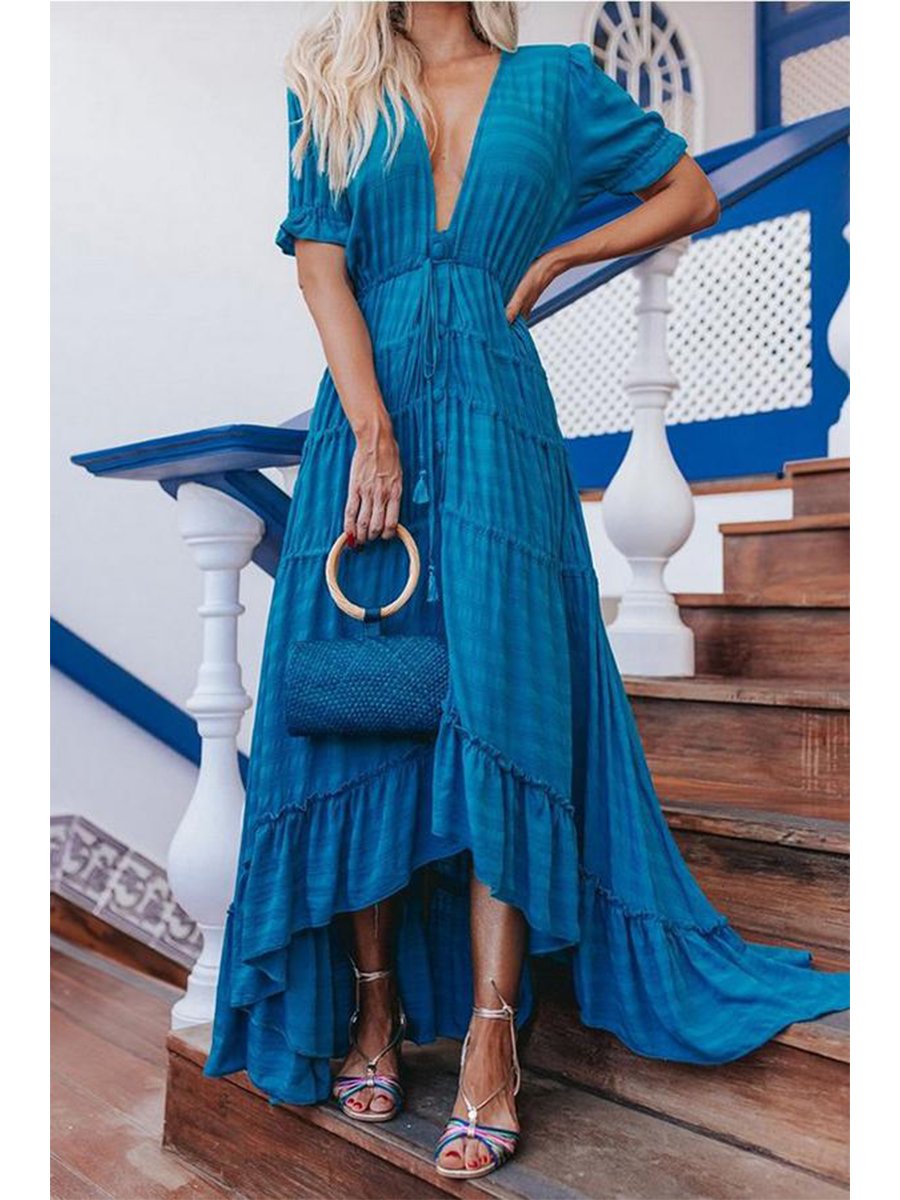 Bohemian Pure Color Holiday Dress