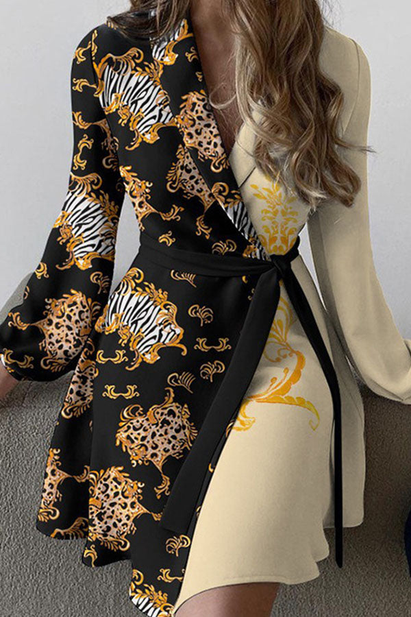 Good Vibes Floral Print Patchwork Office Lady Dress