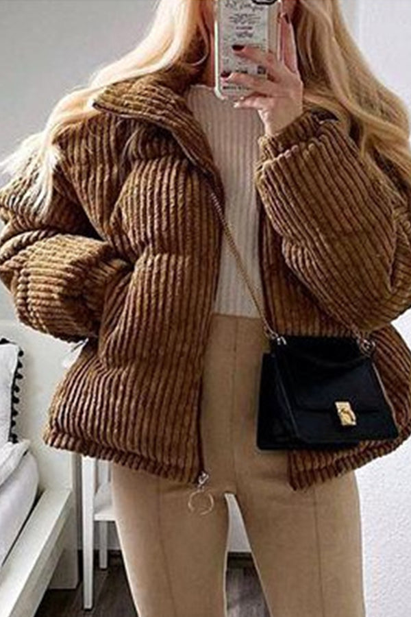 Corduroy Short Padded Jacket