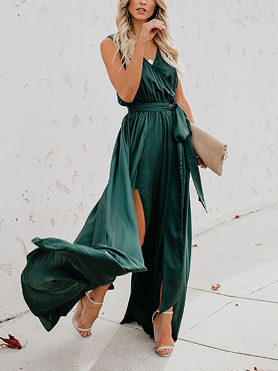 Solid Bohemian Split Dress