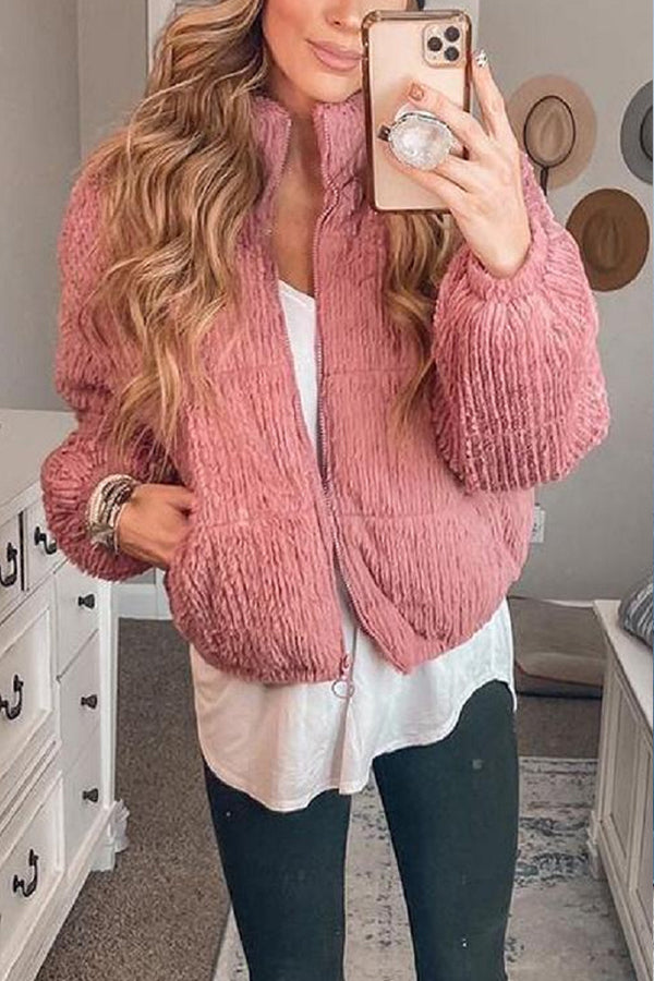 Corduroy Short Padded Jacket