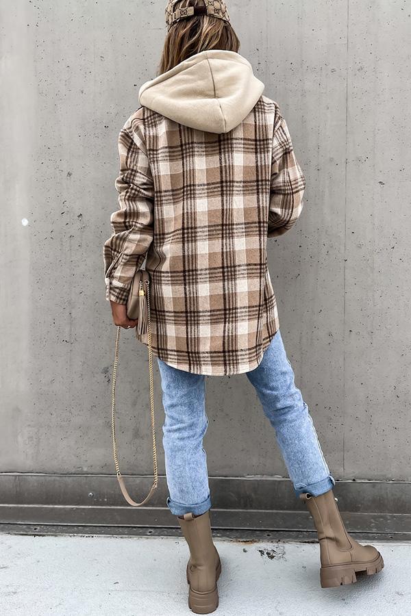 Chic Plaid Hooded Coat