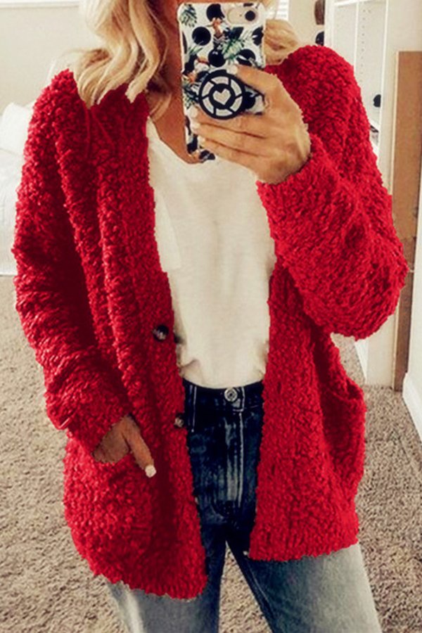 Campatillas Button Front Pocket Casual Cardigan