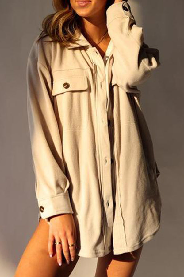 Solid Fleece Wool-Blend Oversize Coat