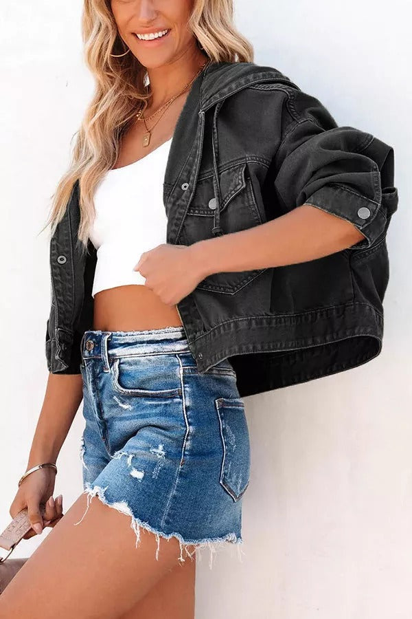 Let's Do This Cotton Blend Pocketed Hooded Jacket