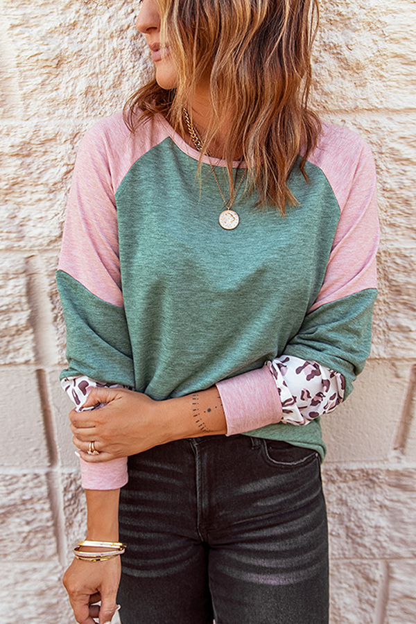 Living My Best Style Leopard Colorblock Tee