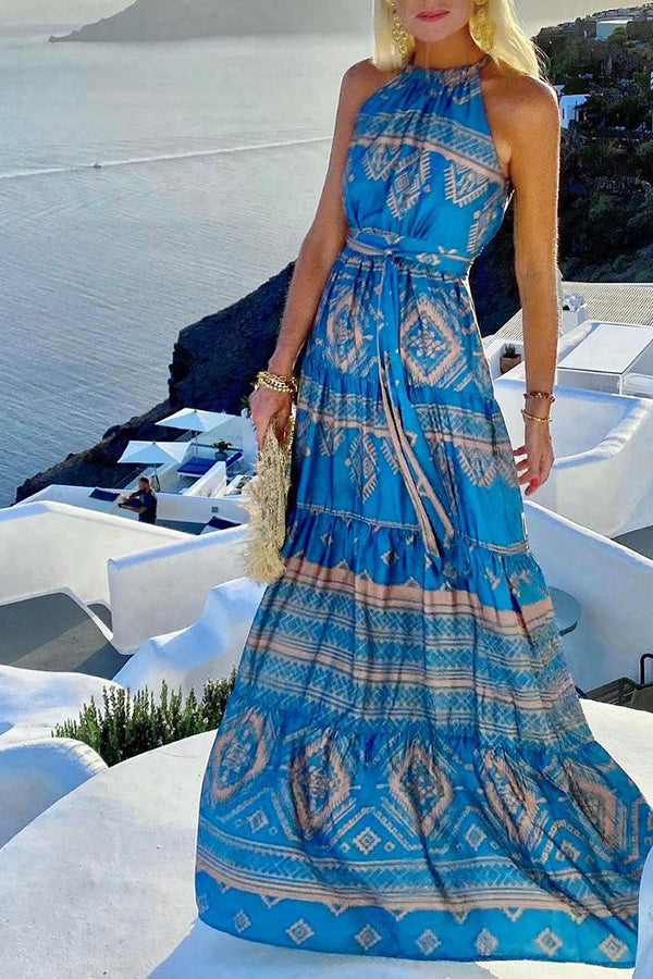 Fabulous Floral Halter Neck Boho Maxi Dress