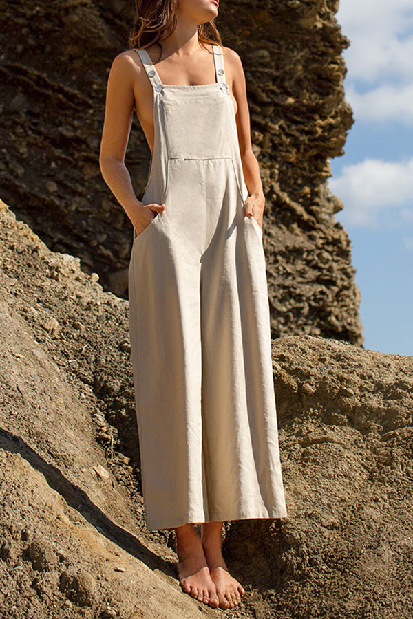 LINEN Pocket Front Overalls
