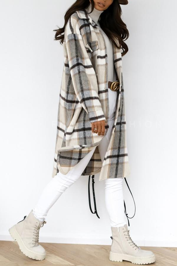 Plaid Woolen Coat