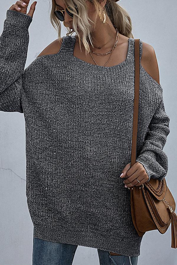 Solid Color Knitted Sling Strapless Base Sweater