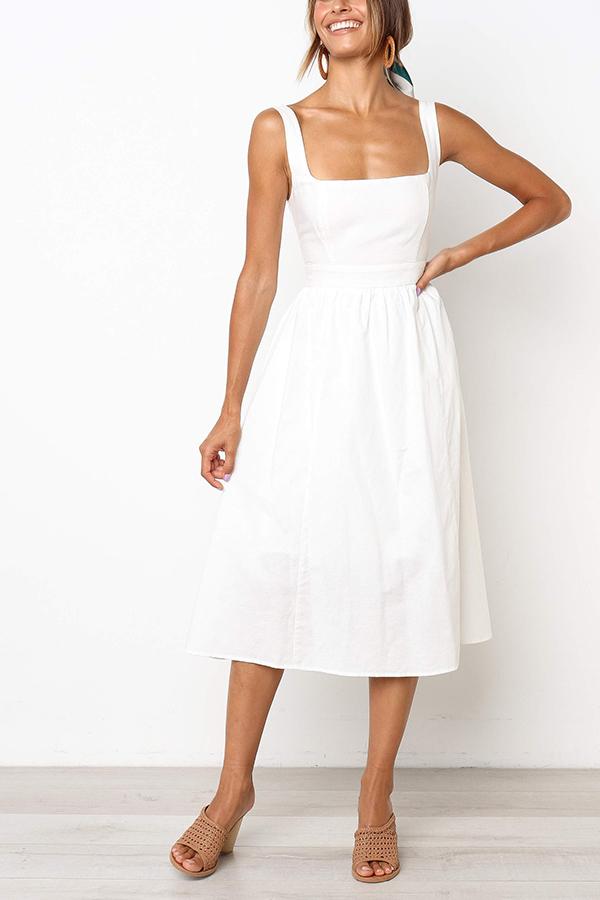 Solid Color Sleeveless Regular Dress